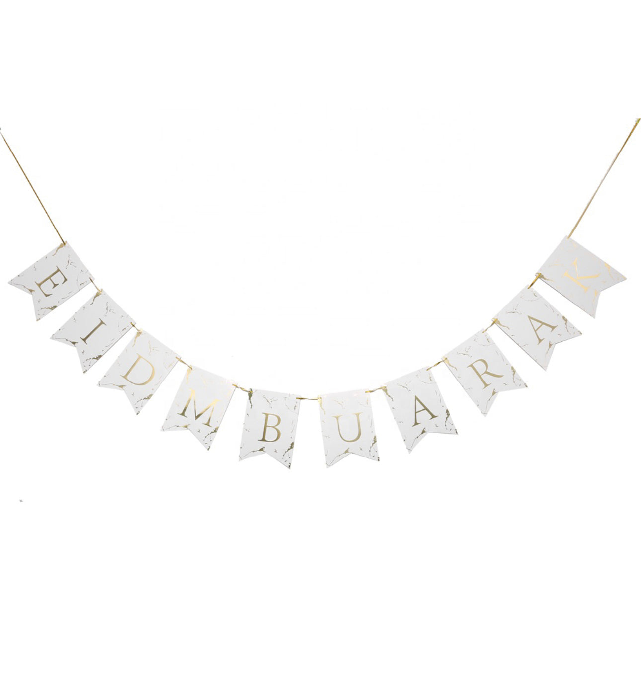 Eid Mubarak Banner - White & Gold