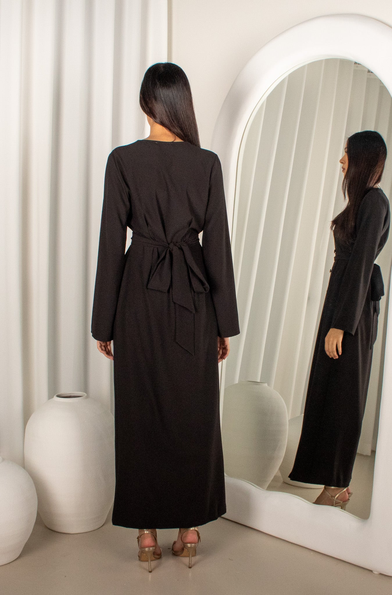 Malikah Button Dress Black