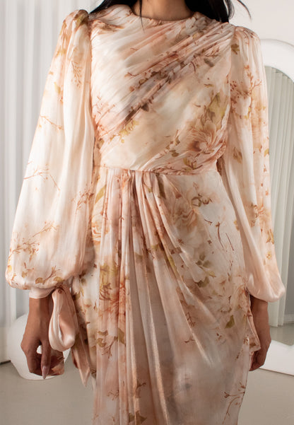 The MIDA Gown, sage printed modest gown (image 4)