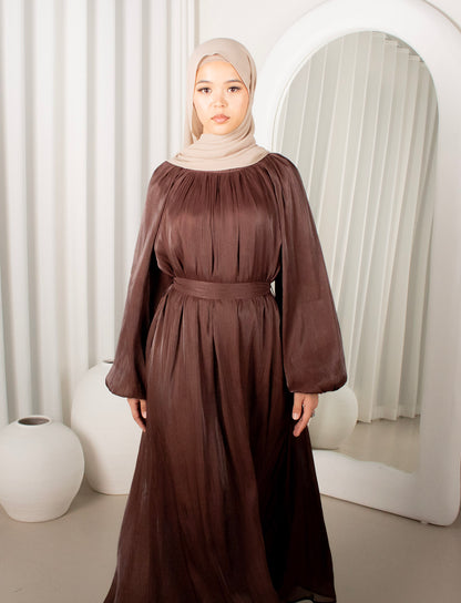 SIERRA Coffee Gown, crinkle belted maxi dress (image 3)