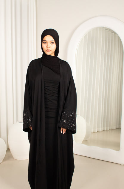 Marni Black Bow Open Abaya, beaded detail (image 5)