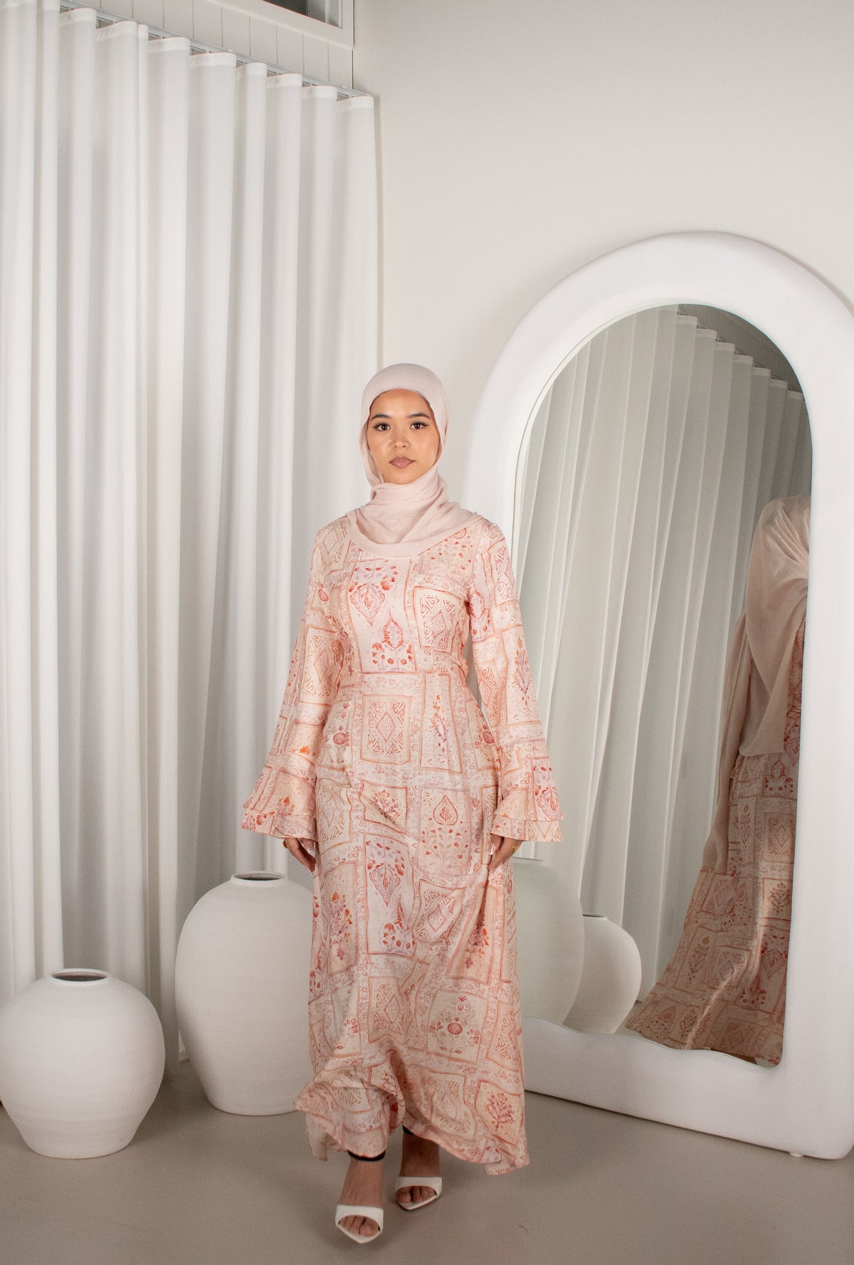 ALAA Blush Pink Bell Sleeve Maxi Dress (image 3)