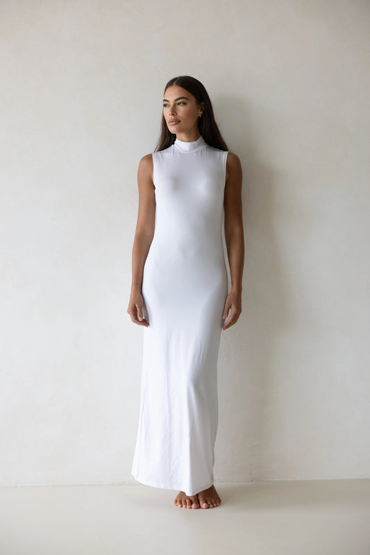 Luxe Sleeveless Slip Dress - Vanilla
