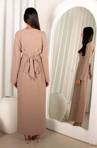 Salima Beige Button Maxi Dress, modest (image 4)