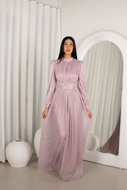 The HARA Gown - Lavender, pleated beaded gown (image 4)