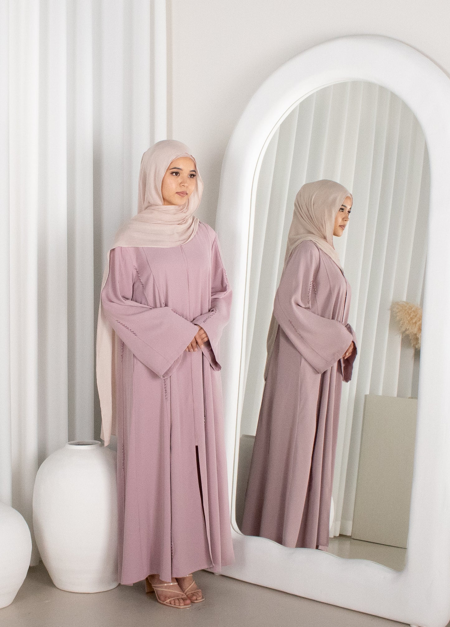 INAYA Rhinestone Abaya - Blush