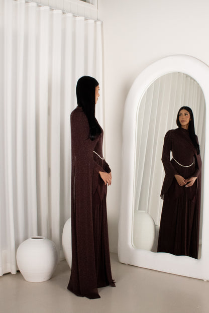 The HIRAH Gown - Brown, shimmer evening dress (image 5)