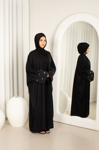 Marni Black Bow Open Abaya, beaded detail (image 3)
