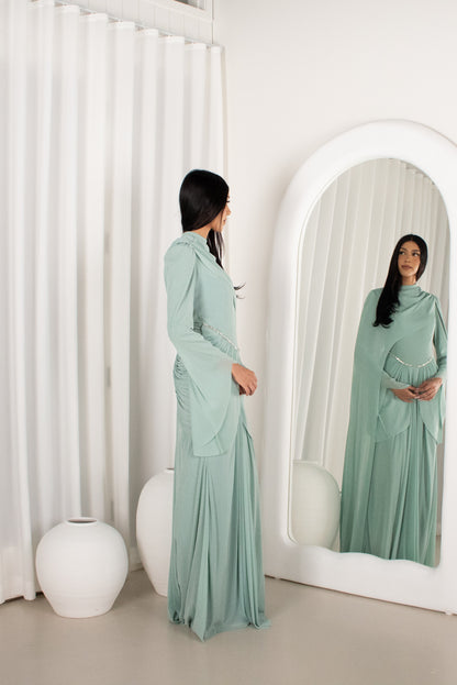 The HIRAH Gown - Turquoise, shimmer evening dress (image 2)