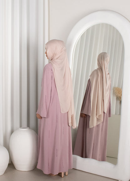 INAYA Blush Rhinestone Abaya, occasion abaya (image 4)