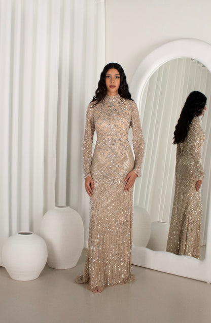 TALIA Beaded Formal Gown, long sleeve (image 4)
