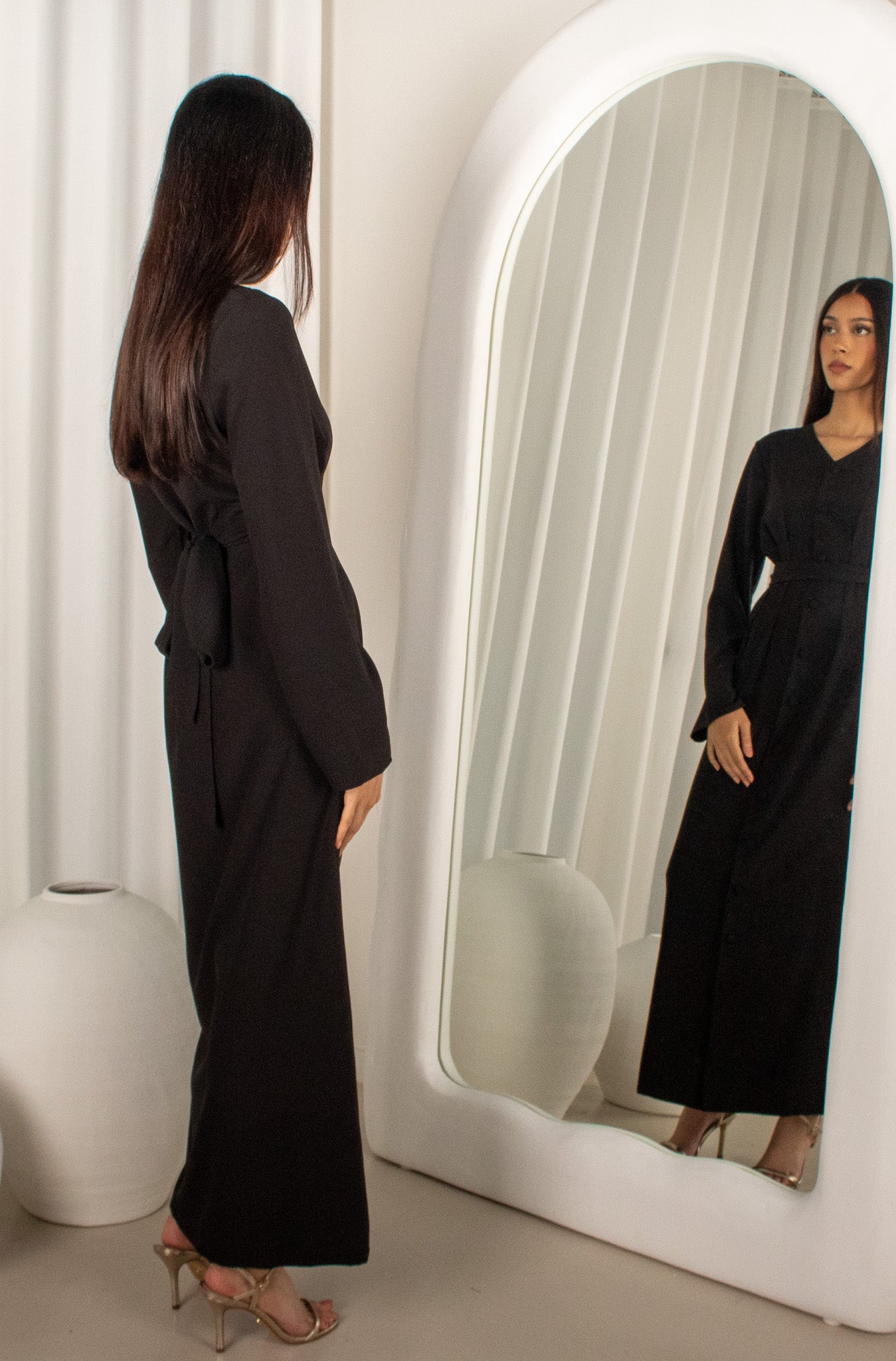Malikah Button Dress Black