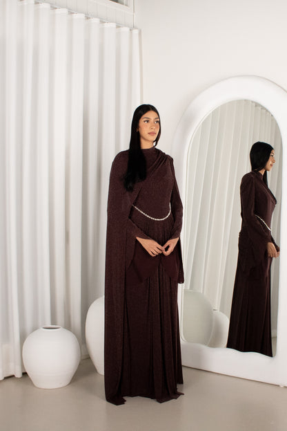 The HIRAH Gown - Brown, shimmer evening dress (image 4)