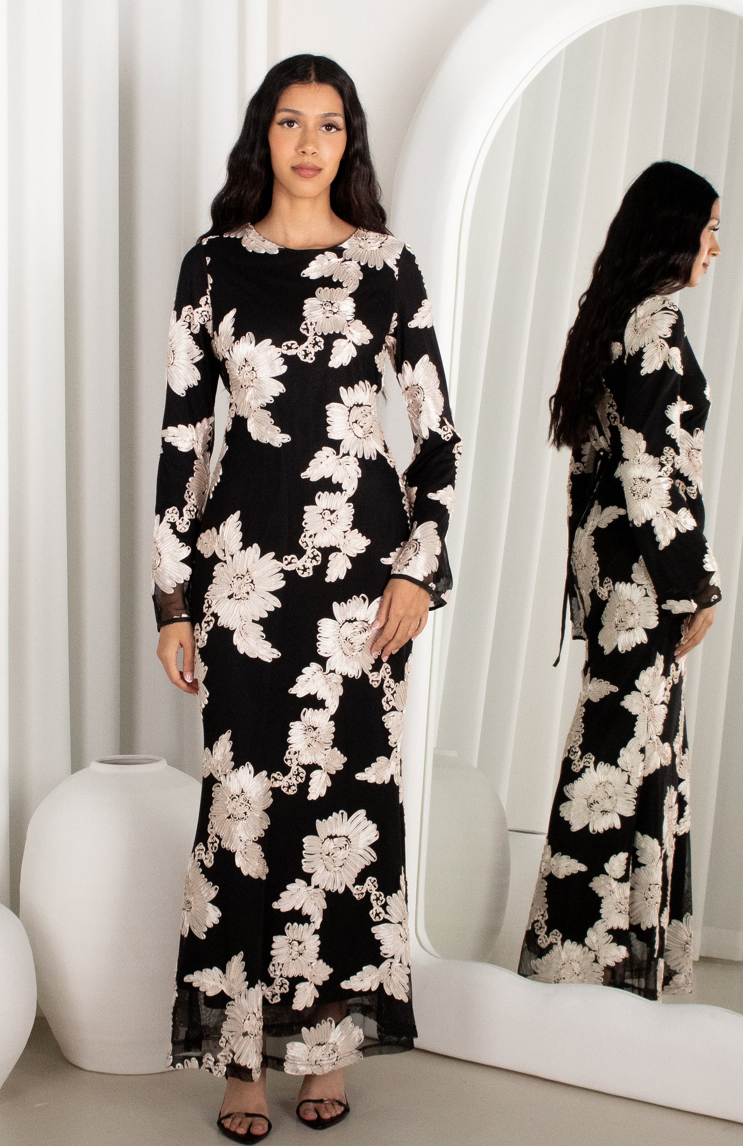 NOIR Embroidered Dress - Black