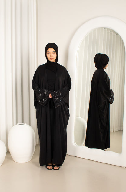 Marni Black Bow Open Abaya, beaded detail (image 2)