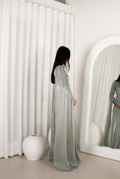 The BAYDAH Gown - Sage, cape sleeve beaded gown (image 2)