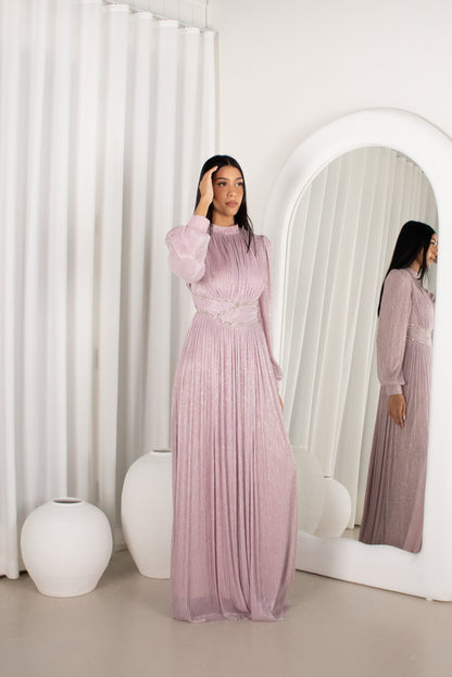 The HARA Gown - Lavender, pleated beaded gown (image 2)
