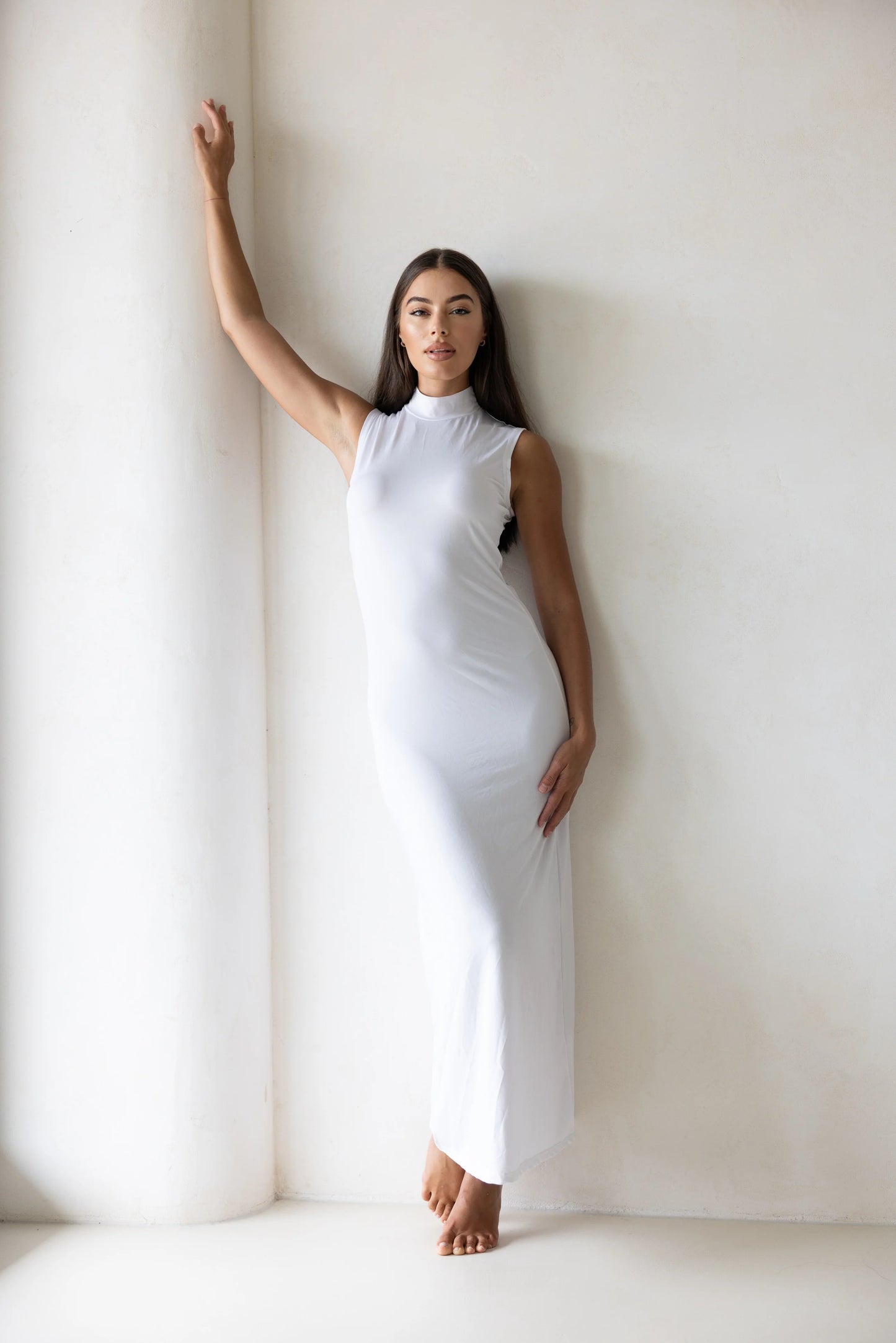 Luxe Sleeveless Slip Dress - Vanilla