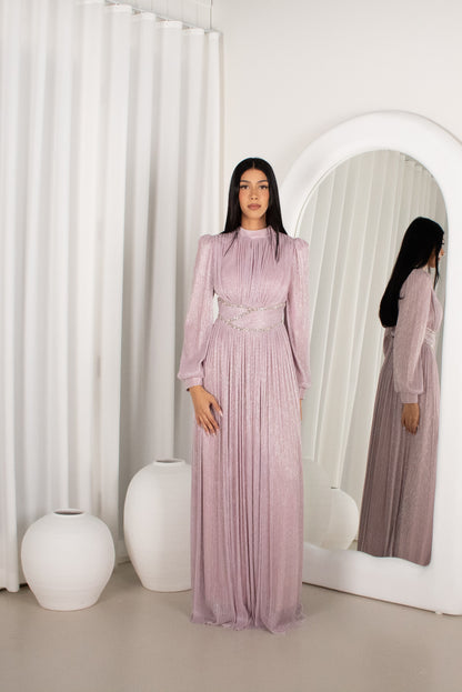 The HARA Gown - Lavender, pleated beaded gown (image 1)