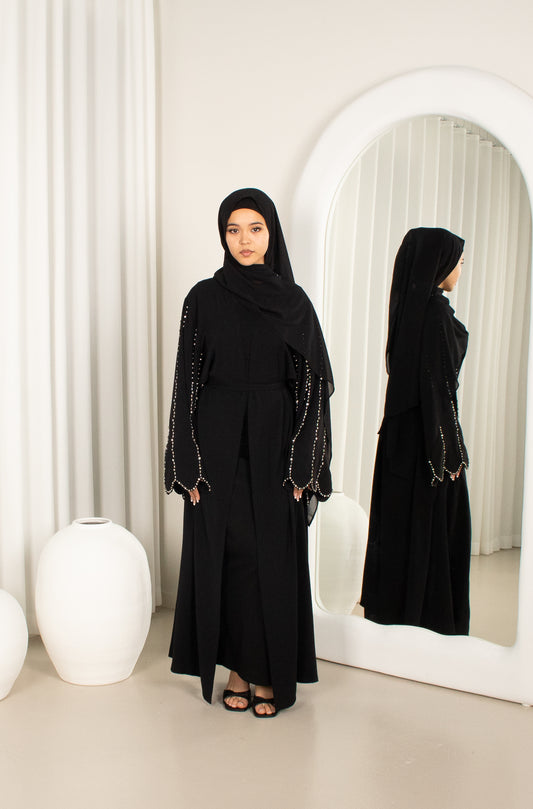 Ameera Open Abaya - Black
