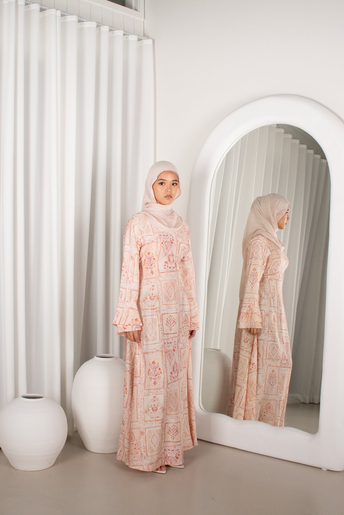 ALAA Blush Pink Bell Sleeve Maxi Dress (image 2)