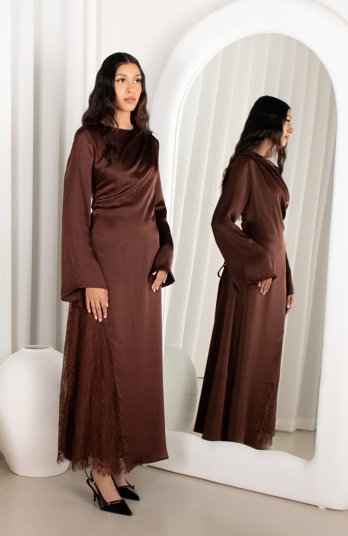 AYA Lace Dress - Brown