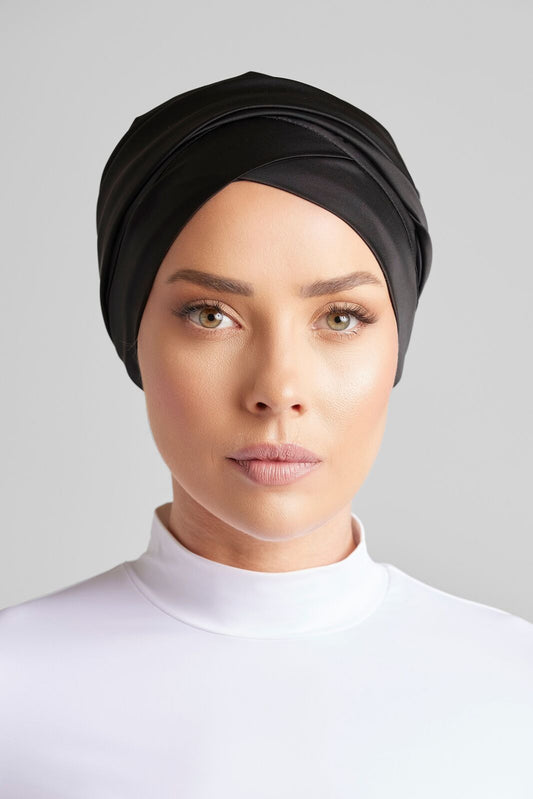 Black Plain Turban by Hadara Boutique