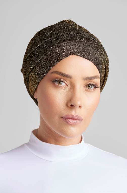Gold Shimmer Turban by Hadara Boutique