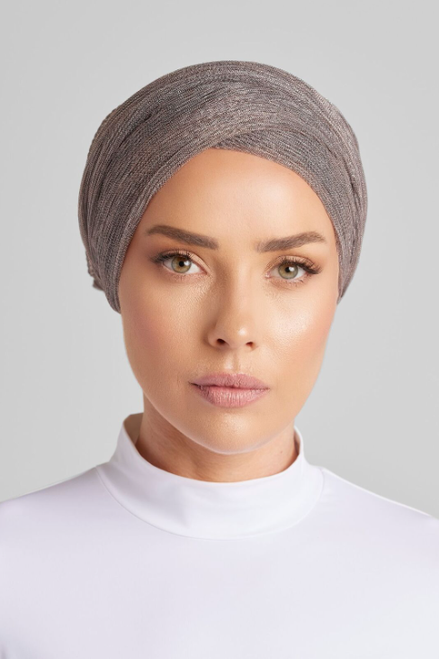 Brown Lurex Turban by Hadara Boutique