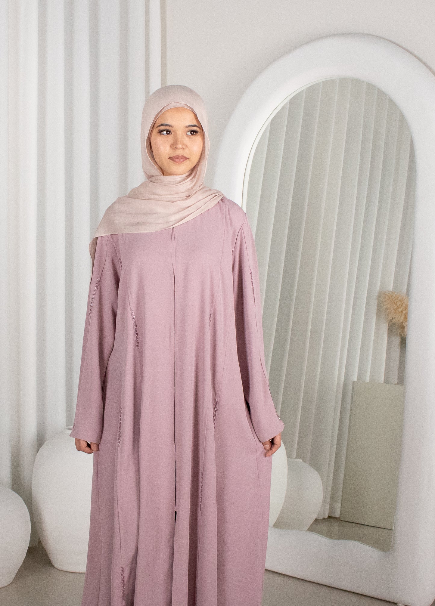 INAYA Rhinestone Abaya - Blush