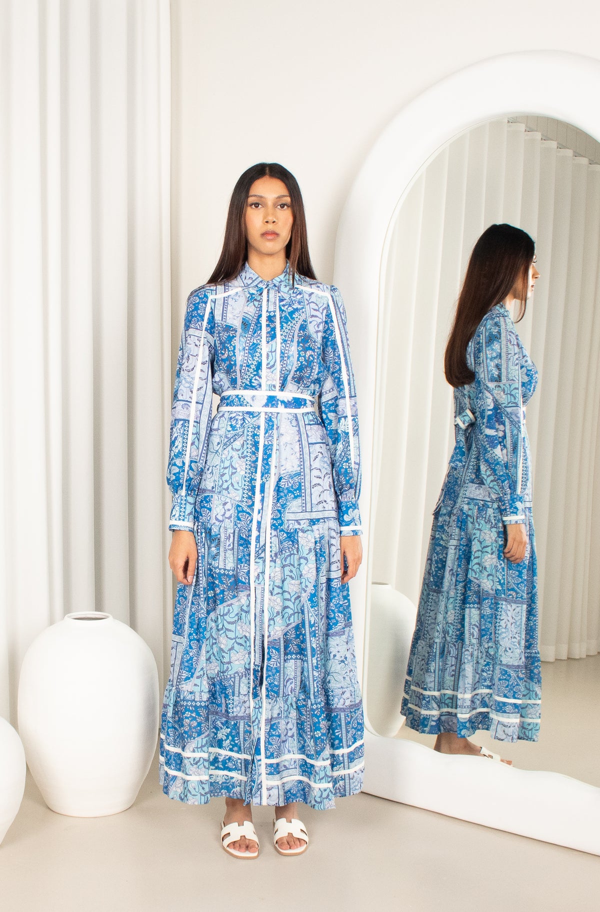 Eliza Blue Rayon Maxi Dress, modest (image 1)