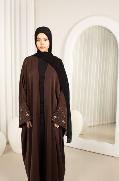 Marni Coffee Bow Open Abaya, beaded detail (image 4)