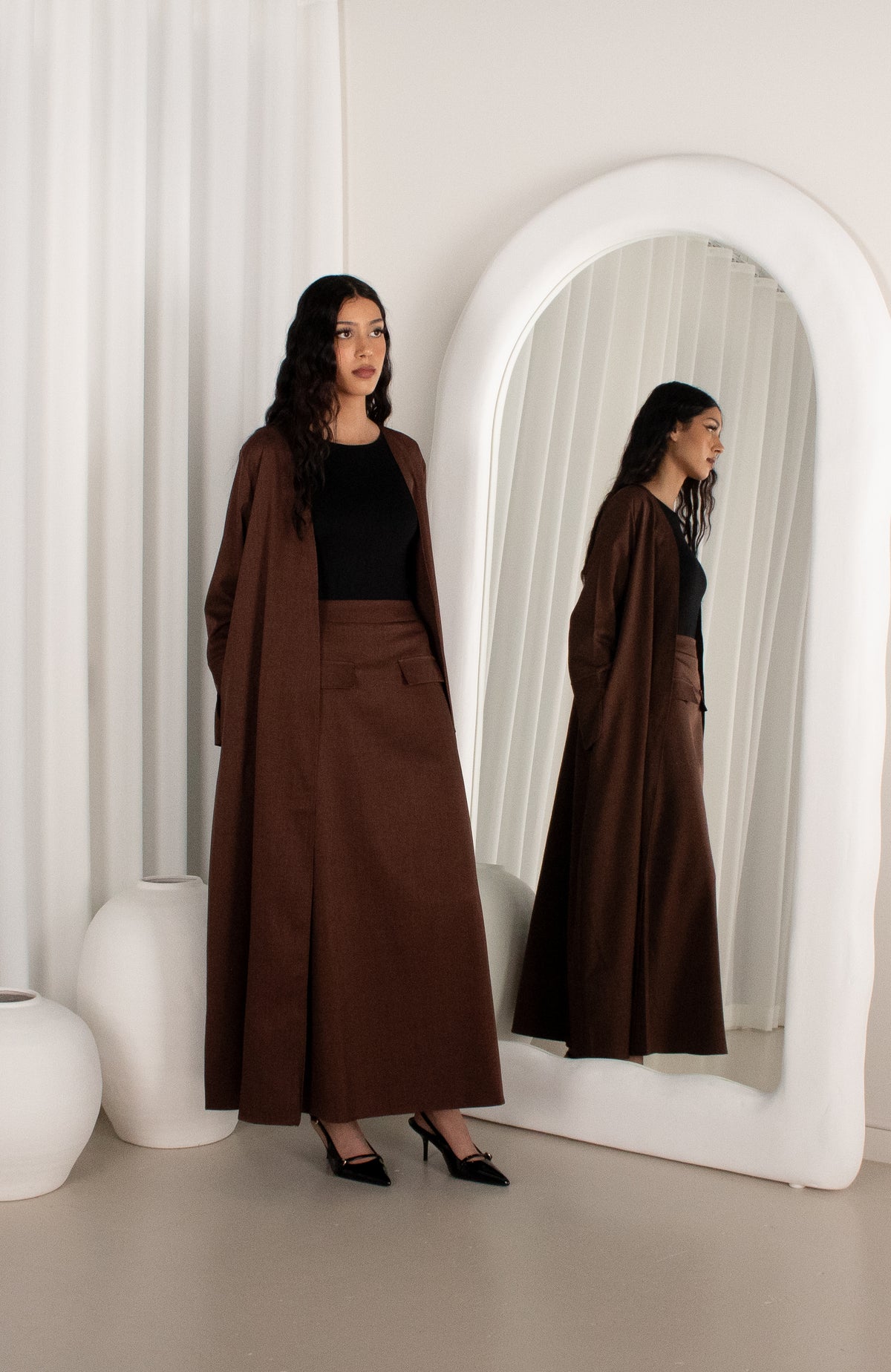 AMRAH Chocolate Brown Set, modest co-ord (image 1)