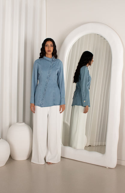 Light blue modest everyday top, Hadara Boutique