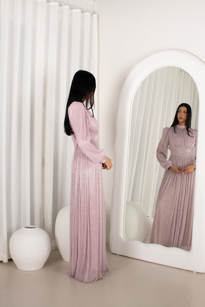 The HARA Gown - Lavender, pleated beaded gown (image 3)