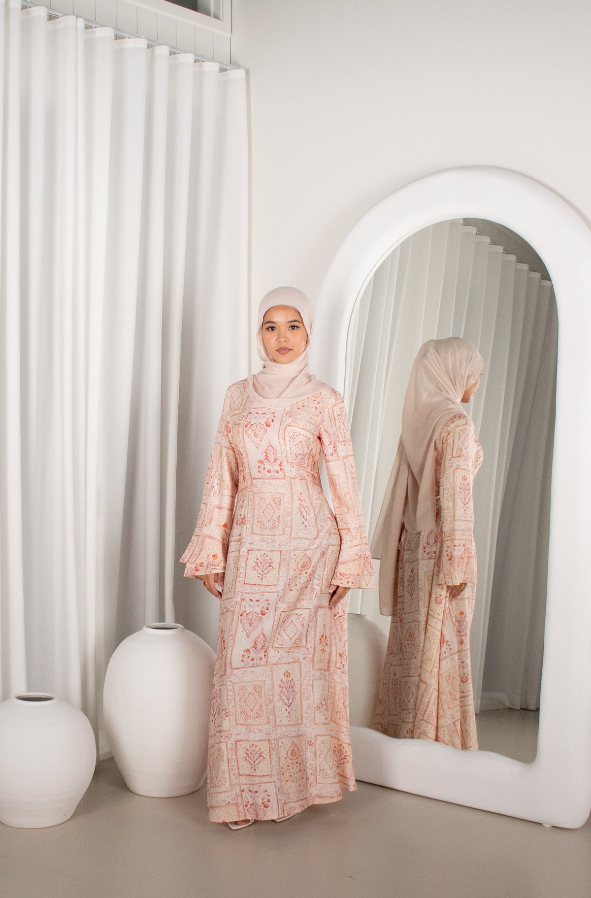 ALAA Blush Pink Bell Sleeve Maxi Dress (image 1)