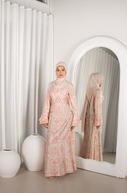 ALAA Blush Pink Bell Sleeve Maxi Dress (image 1)