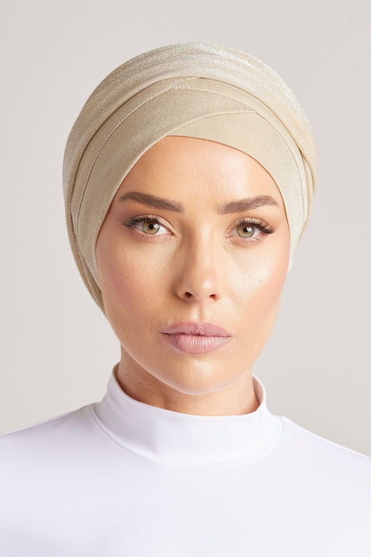 Gold Shimmer Turban by Hadara Boutique