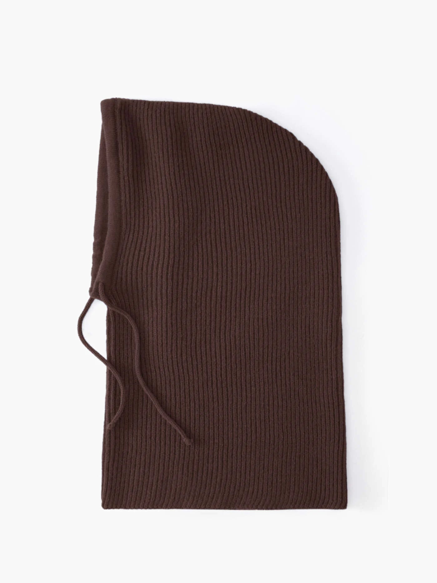 Brown ribbed knit beanie on a white background