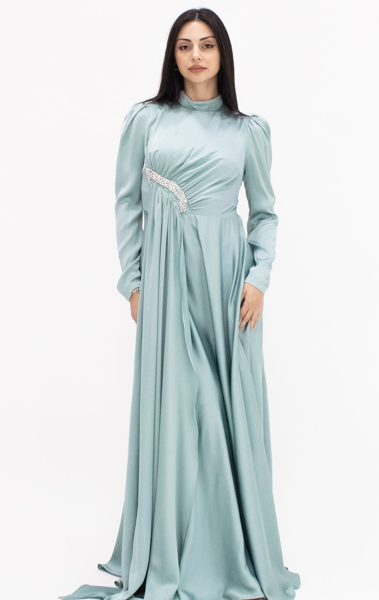 Mia satin gown - Sage