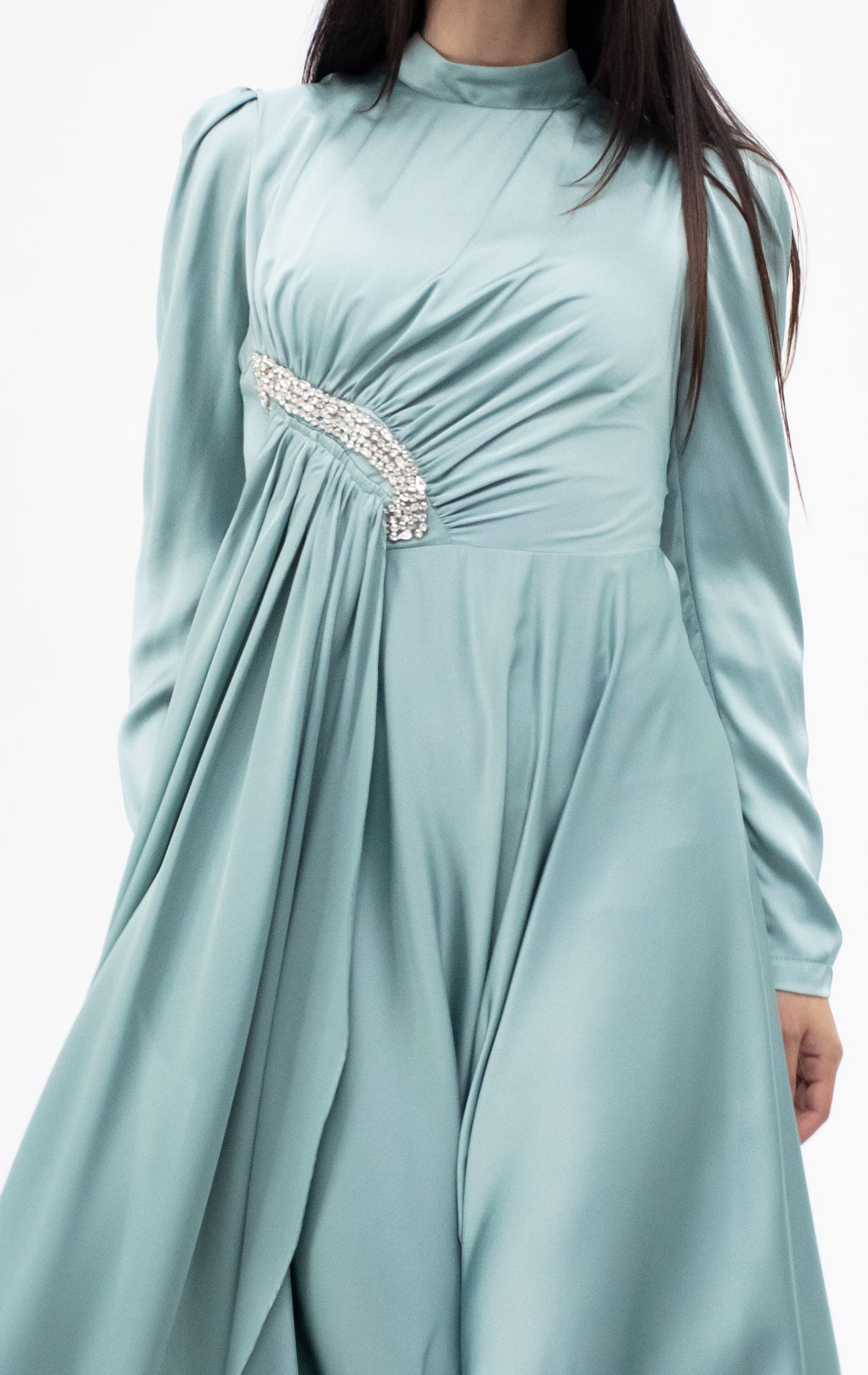 Mia satin gown - Sage