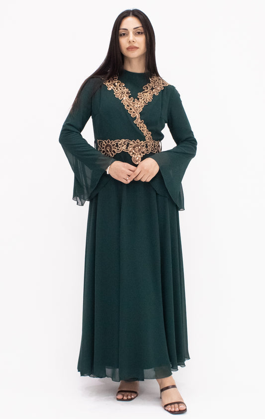 Lyra Formal Dress in Dark Emerald by Hadara Boutique