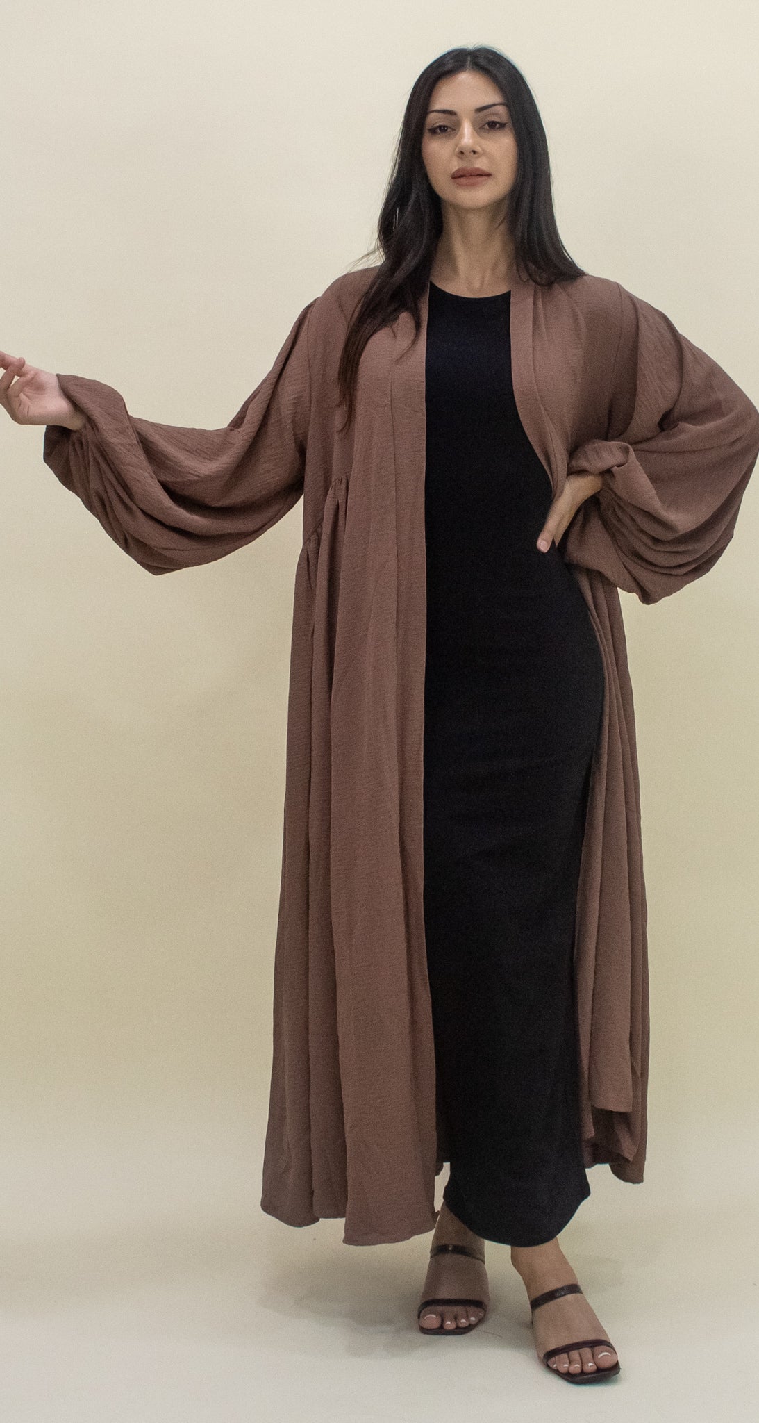 Paris Open Abaya  - Brown