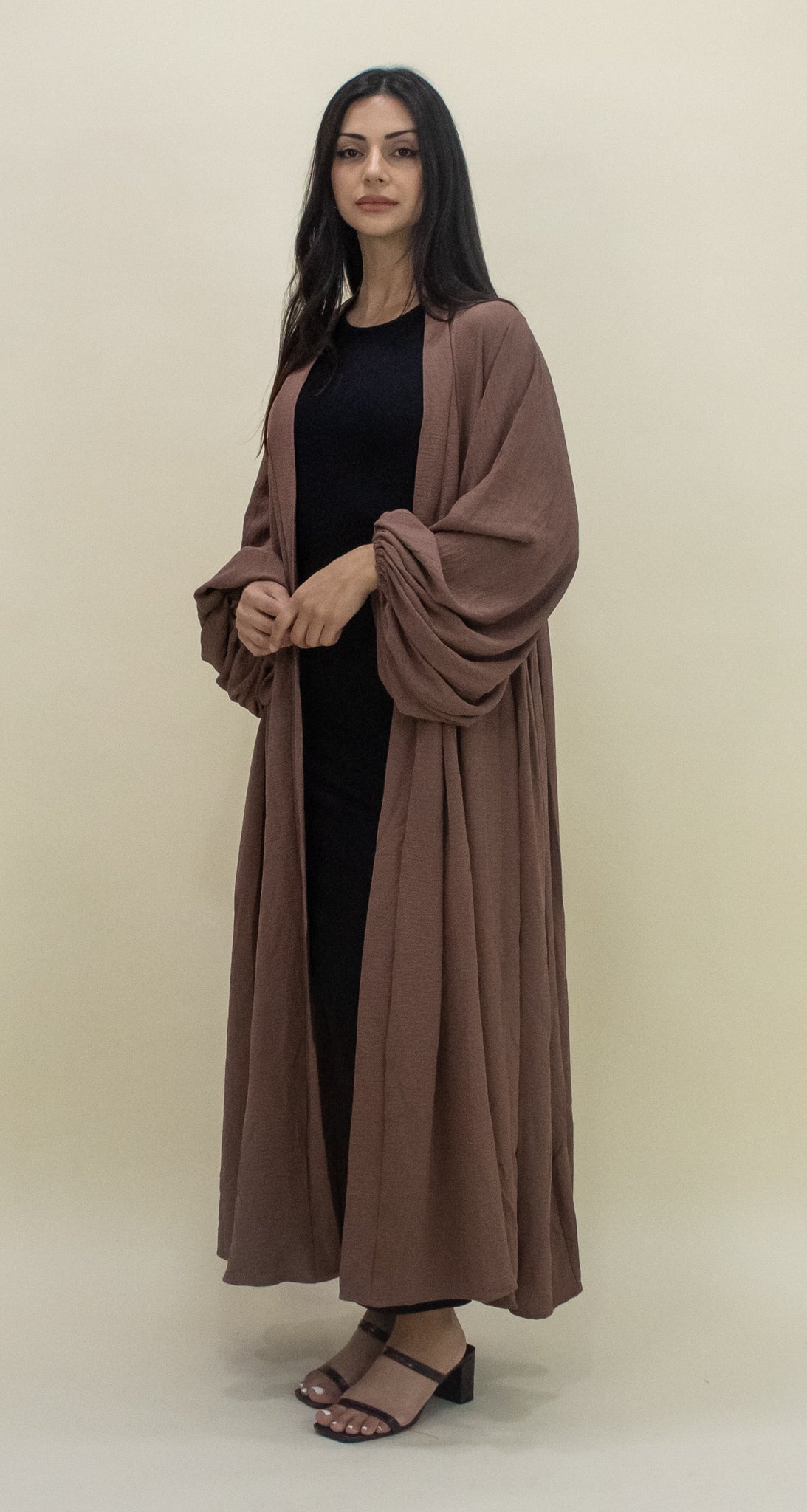 Paris Open Abaya  - Brown