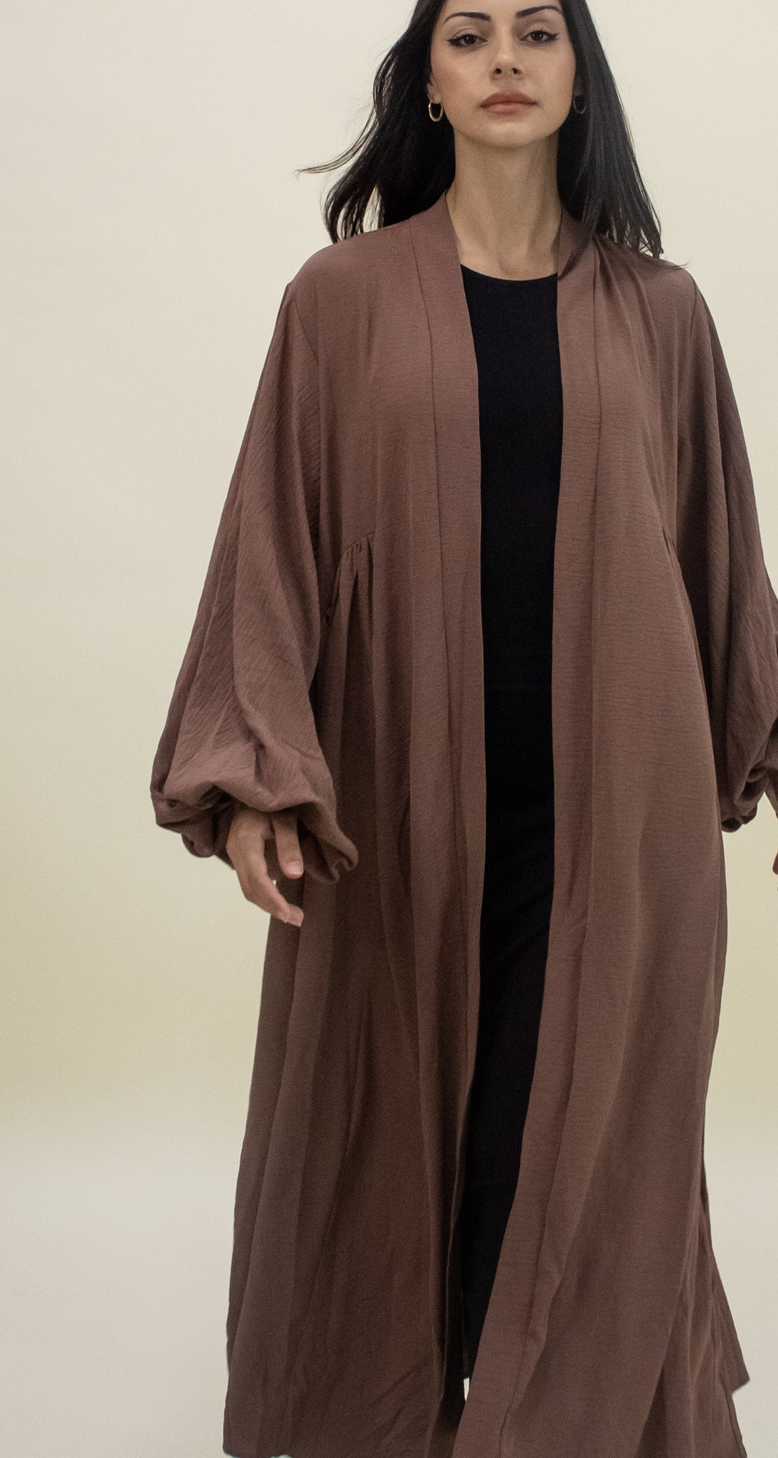Paris Open Abaya  - Brown