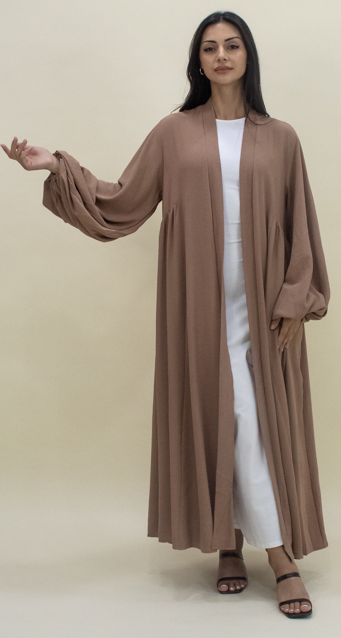 Paris Open Abaya  - Tan