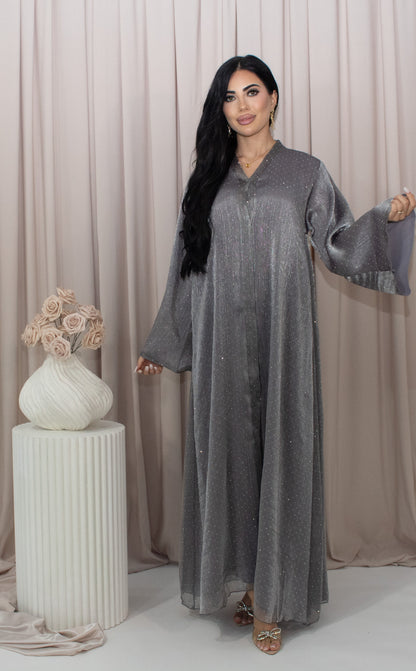 Balaq Grey Beaded Abaya, Dubai collection (image 1)