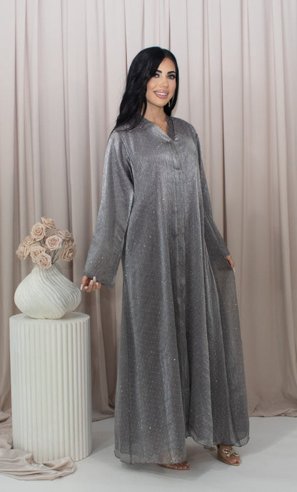Balaq Grey Beaded Abaya, Dubai collection (image 2)