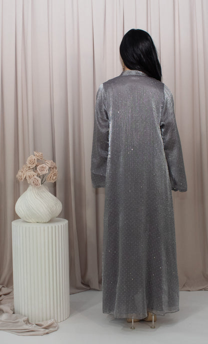 Balaq Grey Beaded Abaya, Dubai collection (image 4)