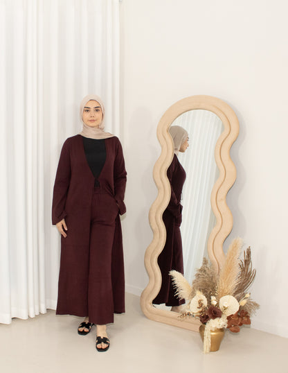 Zalea Maroon Knit Set, cardigan & pants co-ord (image 2)